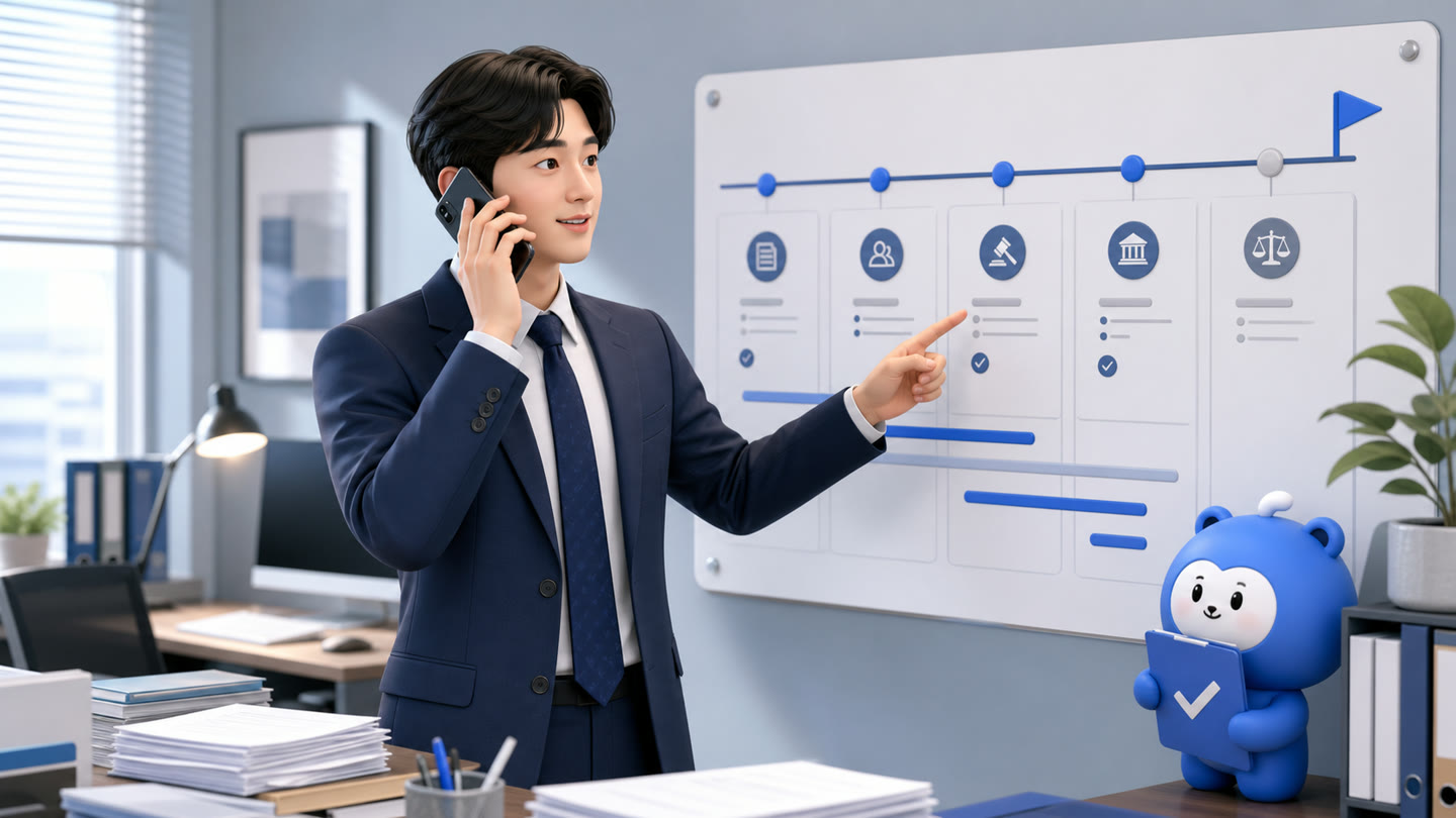 진행 상황을 고객에게 알리는 가장 안전한 방법 업무를 진행하는 바로워크 실무자와 바로 캐릭터