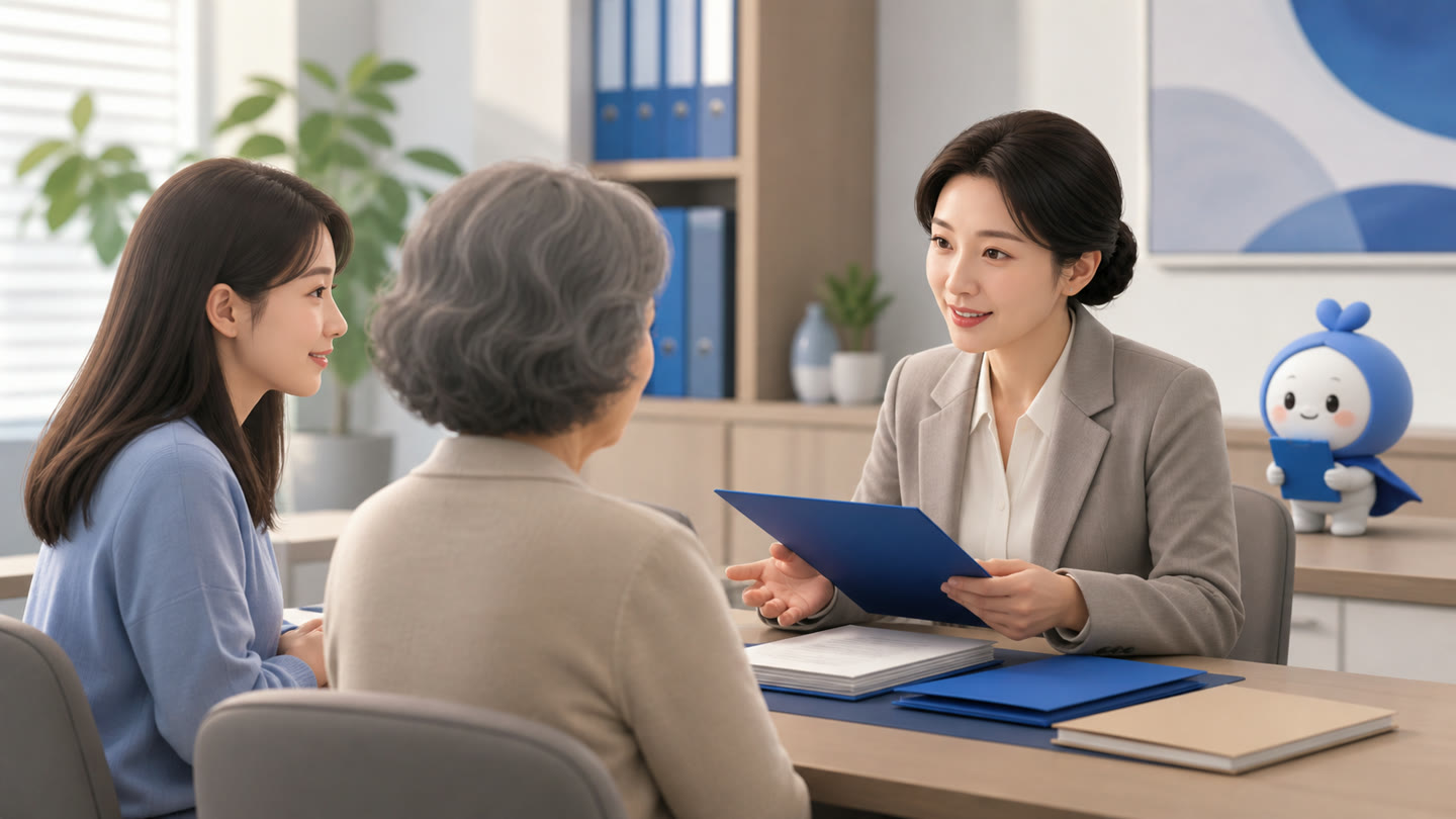 가족·대리인이 자료를 모을 때 안내 기준 업무를 진행하는 바로워크 실무자와 바로 캐릭터