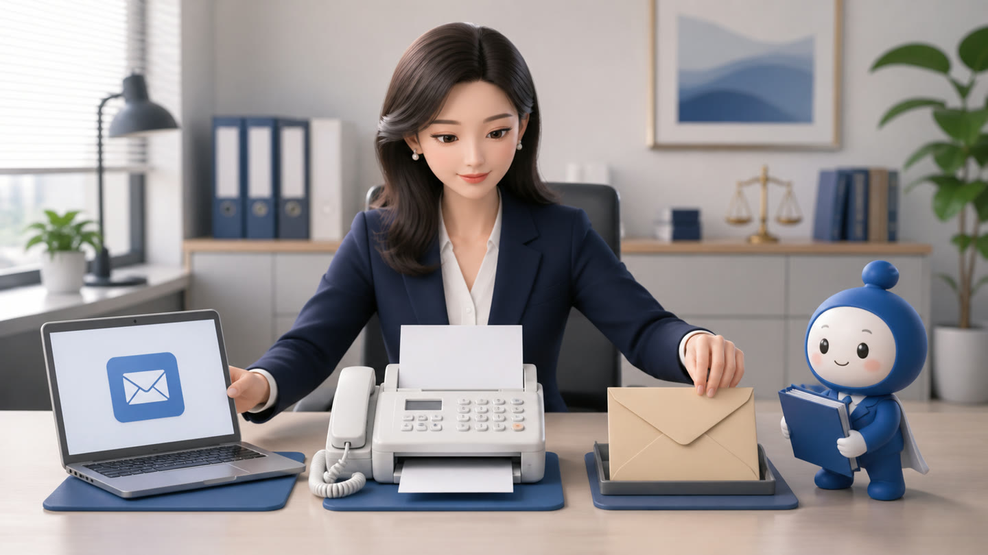 팩스·이메일·방문 접수, 한 장의 기록으로 관리하기 업무를 진행하는 바로워크 실무자와 바로 캐릭터