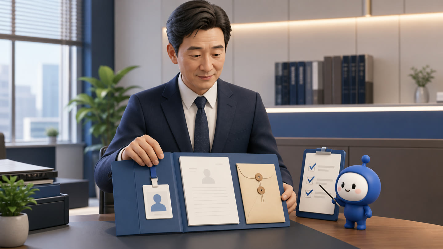 대리발급 서류, 방문 전 확인해야 할 항목 업무를 진행하는 바로워크 실무자와 바로 캐릭터