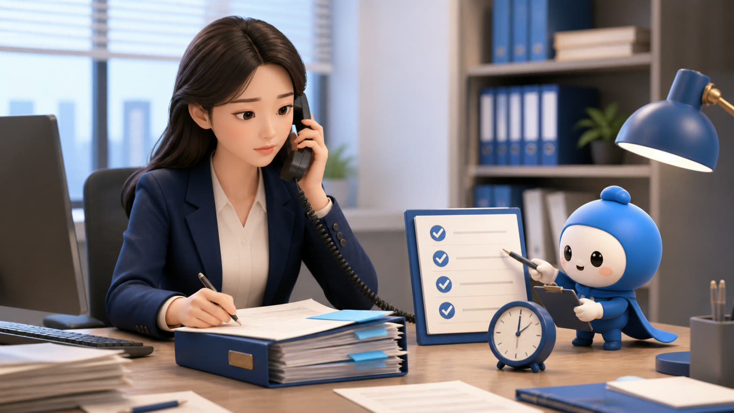 급한 서류 요청, 고객 응대에서 놓치지 말아야 할 것 업무를 진행하는 바로워크 실무자와 바로 캐릭터